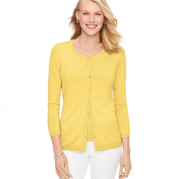 Talbots Sweaters - TALBOTS | Charming Light Yellow 100% Cotton Cardigan Solid Size M (NWOT)